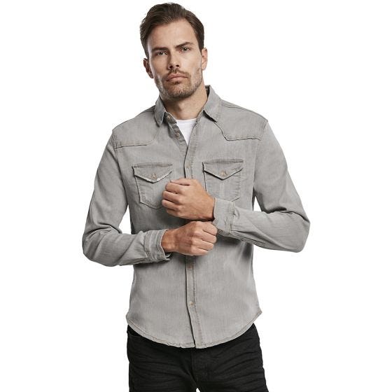 Brandit Riley Denim Skjorte Grey Denim