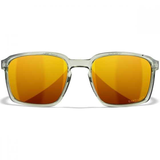 Wiley X WX Alfa Briller - Captivate Polarized Bronze Mirror Lenses / Gloss Crystal Light Olive/Grey