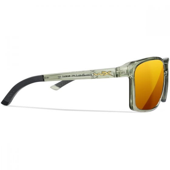 Wiley X WX Alfa Briller - Captivate Polarized Bronze Mirror Lenses / Gloss Crystal Light Olive/Grey