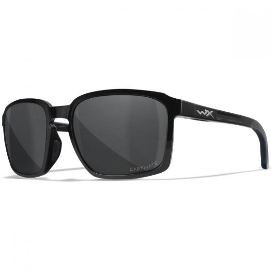 Wiley X WX Alfa Briller - Captivate Polarized Grey Lenses / Gloss Black Frame