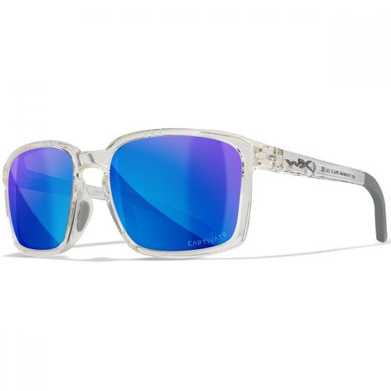 Wiley X WX Alfa Briller - Captivate Polarized Blue Mirror Lenses / Gloss Clear Crystal Frame