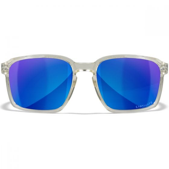 Wiley X WX Alfa Briller - Captivate Polarized Blue Mirror Lenses / Gloss Clear Crystal Frame