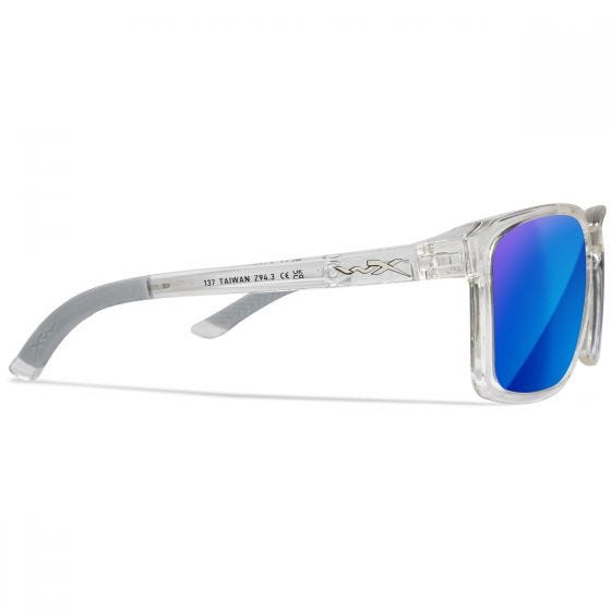 Wiley X WX Alfa Briller - Captivate Polarized Blue Mirror Lenses / Gloss Clear Crystal Frame