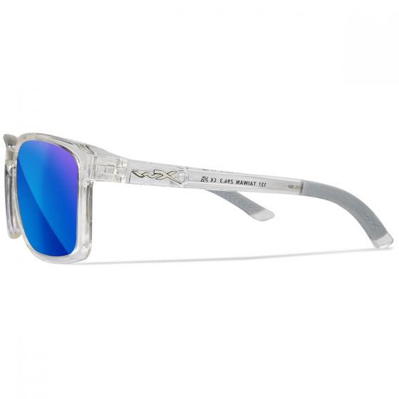 Wiley X WX Alfa Briller - Captivate Polarized Blue Mirror Lenses / Gloss Clear Crystal Frame