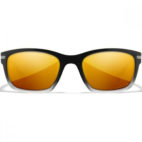 Wiley X WX Helix Briller - Captivate Polarized Bronze Mirror Lenses / Gloss Black Fade to Clear Crystal