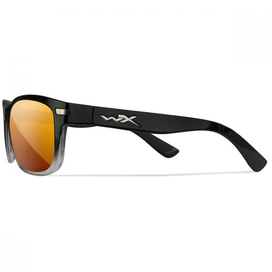 Wiley X WX Helix Briller - Captivate Polarized Bronze Mirror Lenses / Gloss Black Fade to Clear Crystal