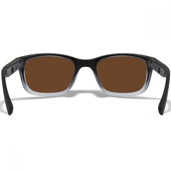 Wiley X WX Helix Briller - Captivate Polarized Bronze Mirror Lenses / Gloss Black Fade to Clear Crystal