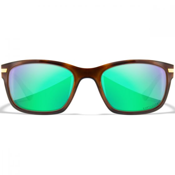 Wiley X WX Helix Briller - Captivate Polarized Green Mirror Lenses / Gloss Demi Brown Frame