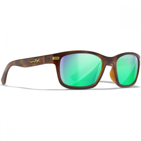 Wiley X WX Helix Briller - Captivate Polarized Green Mirror Lenses / Gloss Demi Brown Frame