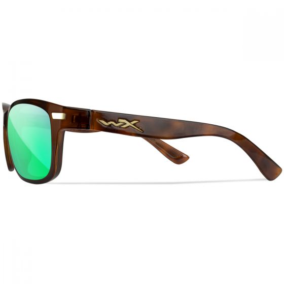 Wiley X WX Helix Briller - Captivate Polarized Green Mirror Lenses / Gloss Demi Brown Frame