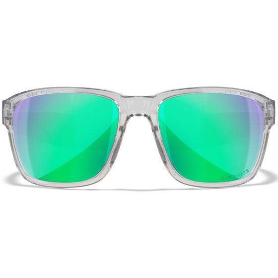 Wiley X WX Trek Briller - Captivate Polarized Green Mirror Lenses / Gloss Crystal Light Grey Frame