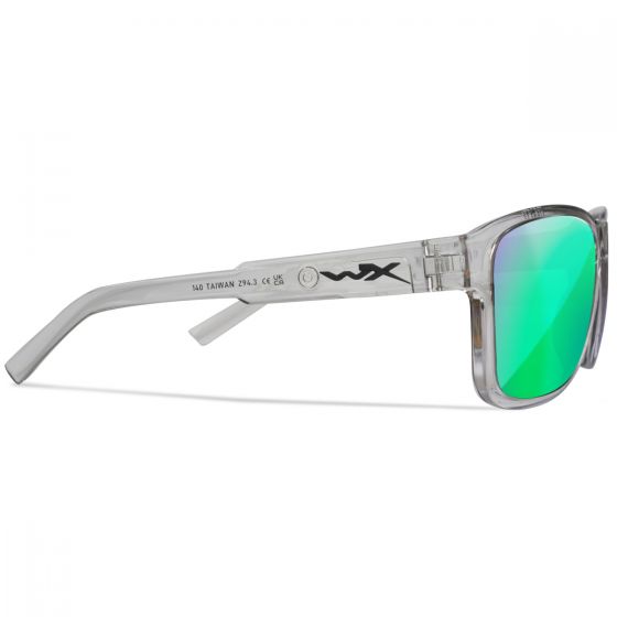 Wiley X WX Trek Briller - Captivate Polarized Green Mirror Lenses / Gloss Crystal Light Grey Frame