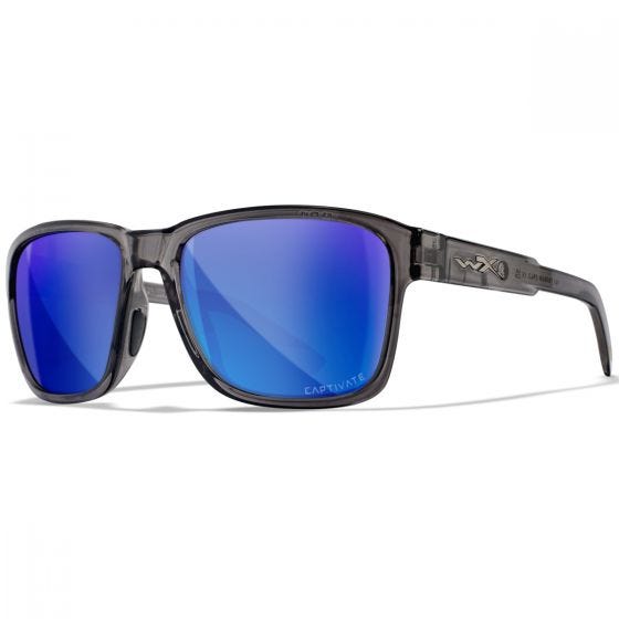 Wiley X WX Trek Briller - Captivate Polarized Blue Mirror Lenses / Gloss Crystal Dark Grey Frame