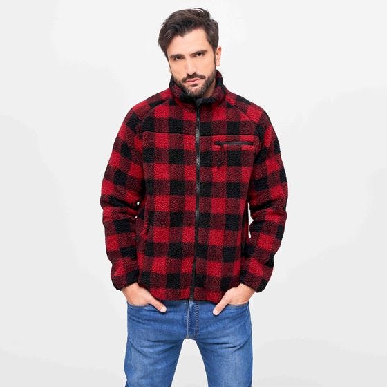 Brandit Teddyfleece Jakke - Rød/Sort