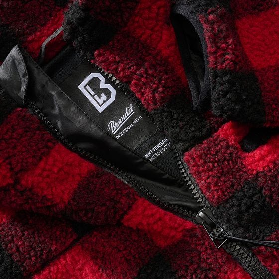 Brandit Teddyfleece Jakke - Rød/Sort