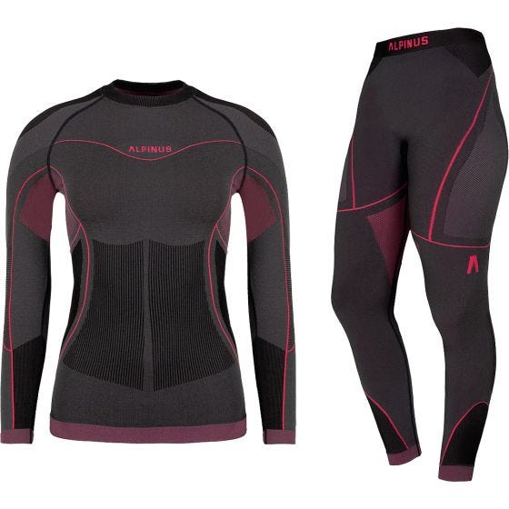 Alpinus Outdoor Dam Mora Undertøjssæt - Graphite Pink