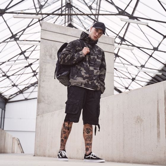 Brandit Windbreaker med Lynlås Foran - Dark Camo