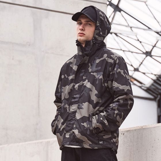 Brandit Windbreaker med Lynlås Foran - Dark Camo