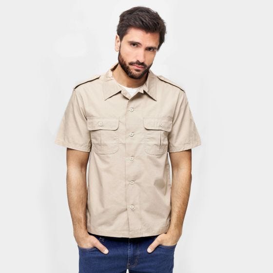 Brandit US Ripstop Kortærmet skjorte - Beige