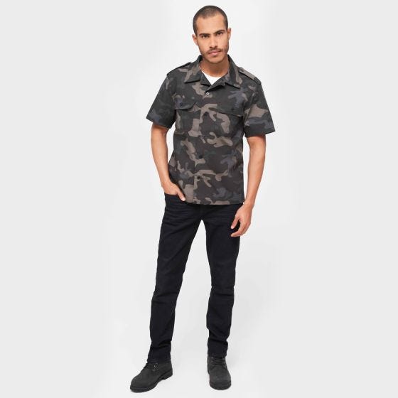Brandit US Ripstop Kortærmet skjorte - Dark Camo