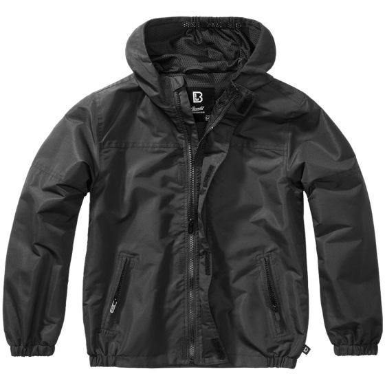 Brandit Kinderen Summer Windbreaker Front Zip Jakke - Sort
