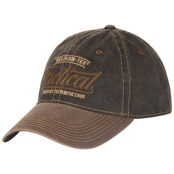 Helikon Tactical Kasket med trykknap - Dirty Washed Black / Dirty Washed Brown D