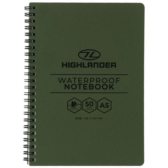 Highlander Forces A5 Vandtæt notebook - Olivenfarvet
