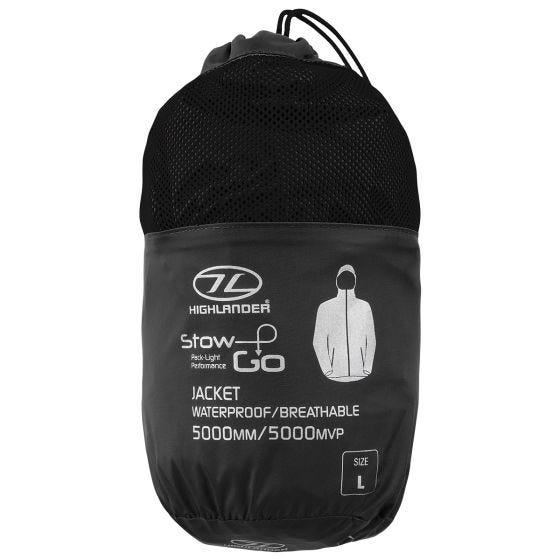 Highlander Stow & Go Jakke, der kan pakkes sammen - Sort