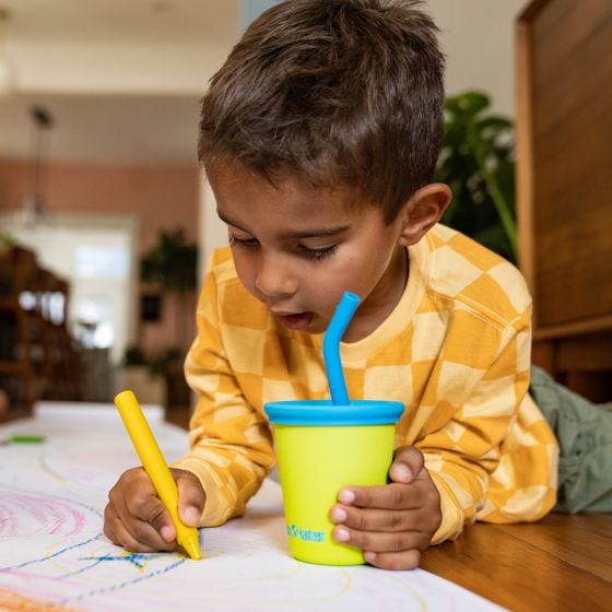 Klean Kanteen Kid's Cup Straw Lid 2-Pack - Blå/Blå Tie Dye