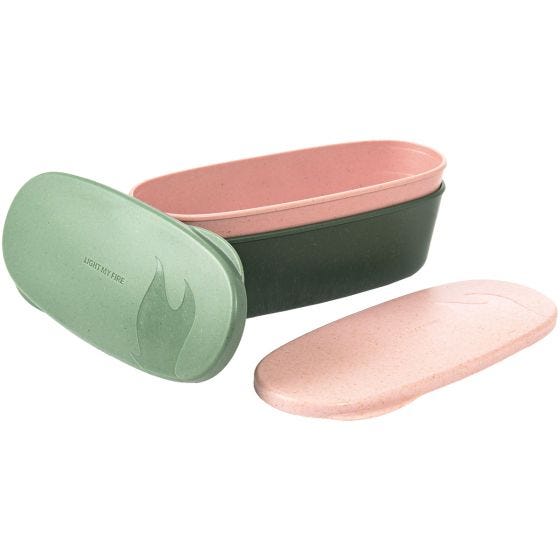 Light My Fire SnapBox Oval Bio Madpakke 2 Pak - Sandy Green/Dusty Pink