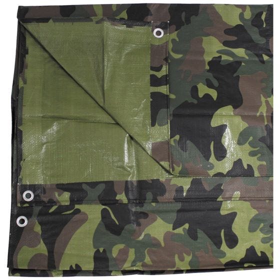 MFH Tarpaulin PE Metal Eyelets 2.85x4.7m Woodland
