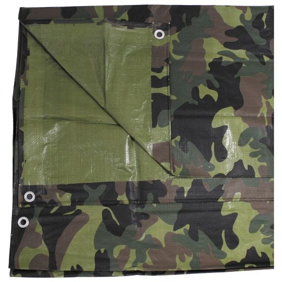 MFH Tarpaulin PE Metal Eyelets 4.7x5.7m Woodland