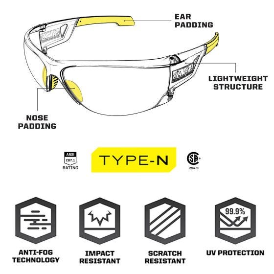 Mechanix Wear Vision Type-N S Briller - Klar linse klar ramme