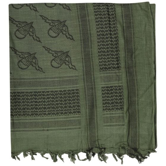 Mil-Tec Paratrooper Shemagh-halstørklæde - Olivenfarvet/Sort