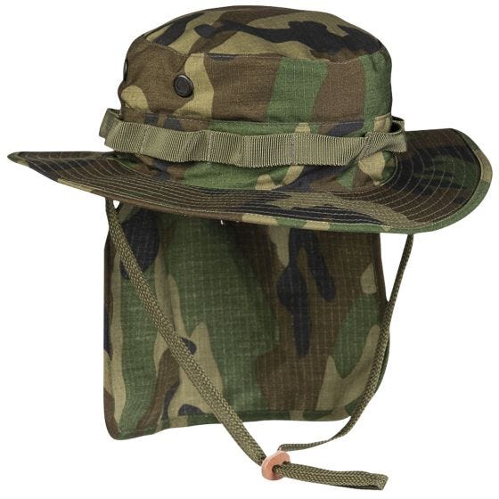 Teesar Britisk Booniehat med Halsflap Ripstop - Woodland