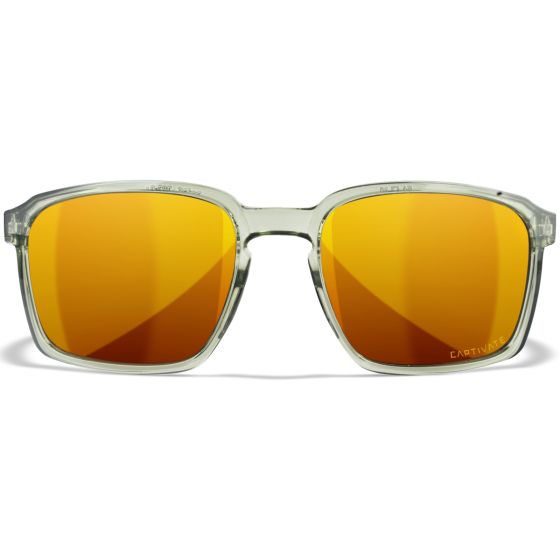Wiley X WX Alfa Briller - Captivate Polarized Bronze Mirror Lenses / Gloss Crystal Light Olive/Grey