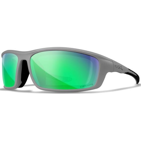 Wiley X WX Grid Briller - Captivate Polarized Green Mirror Lenses / Matte Cool Grey Frame