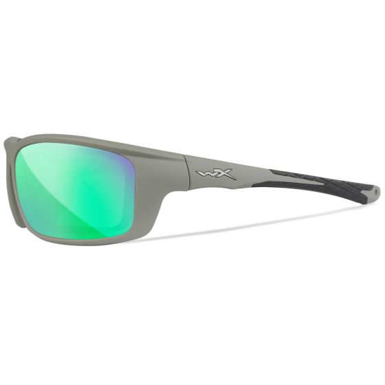 Wiley X WX Grid Briller - Captivate Polarized Green Mirror Lenses / Matte Cool Grey Frame