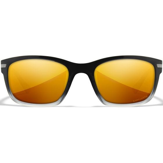Wiley X WX Helix Briller - Captivate Polarized Bronze Mirror Lenses / Gloss Black Fade to Clear Crystal