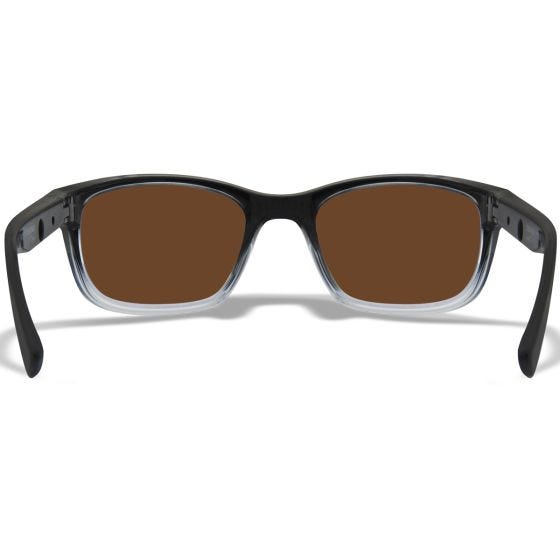 Wiley X WX Helix Briller - Captivate Polarized Bronze Mirror Lenses / Gloss Black Fade to Clear Crystal