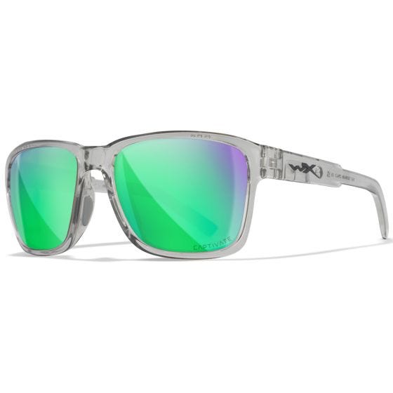 Wiley X WX Trek Briller - Captivate Polarized Green Mirror Lenses / Gloss Crystal Light Grey Frame