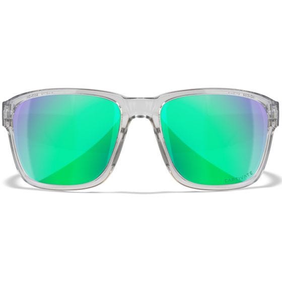 Wiley X WX Trek Briller - Captivate Polarized Green Mirror Lenses / Gloss Crystal Light Grey Frame