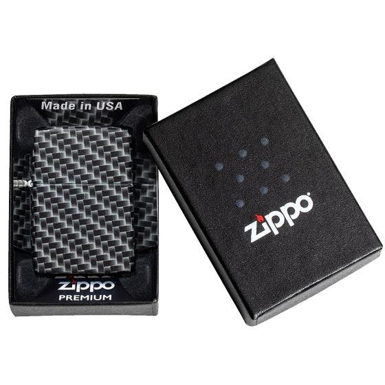 Zippo Carbon Fibre Design Lighter - White Matte