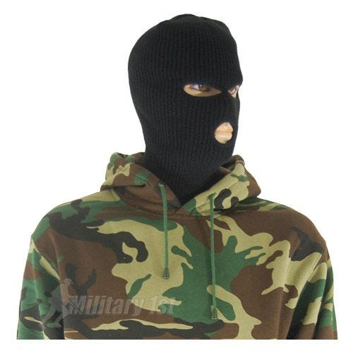 MFH Balaclava med 3 Huller Akryl - Sort