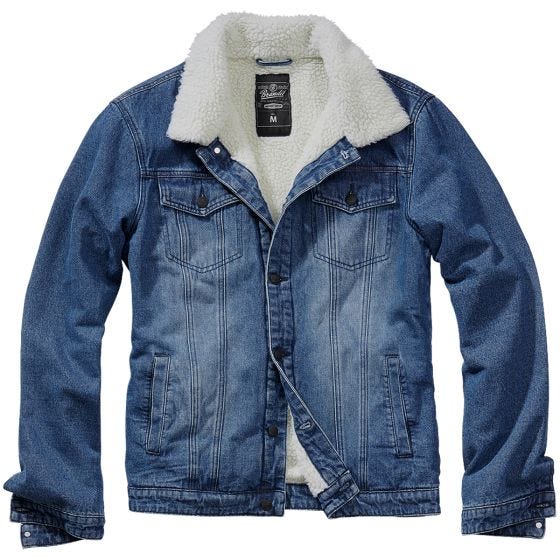 Brandit Sherpa Denim Jakke - Blå/Off White