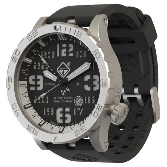 Hazard 4 Heavy Water Diver Titanium Tritium-ur - Blacktie Hvid GMT Green/Yellow
