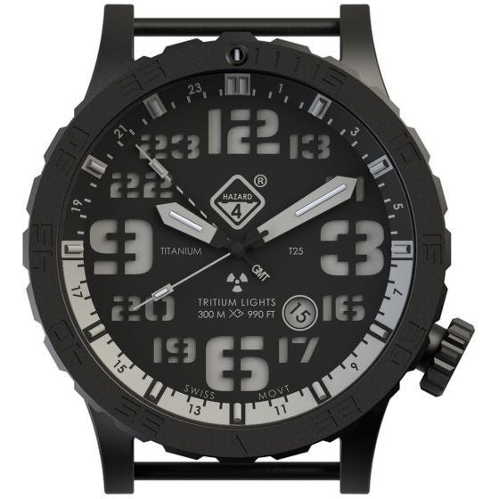 Hazard 4 Heavy Water Diver Titanium Tritium-ur - Nightwatch Hvid GMT Blå/Rød