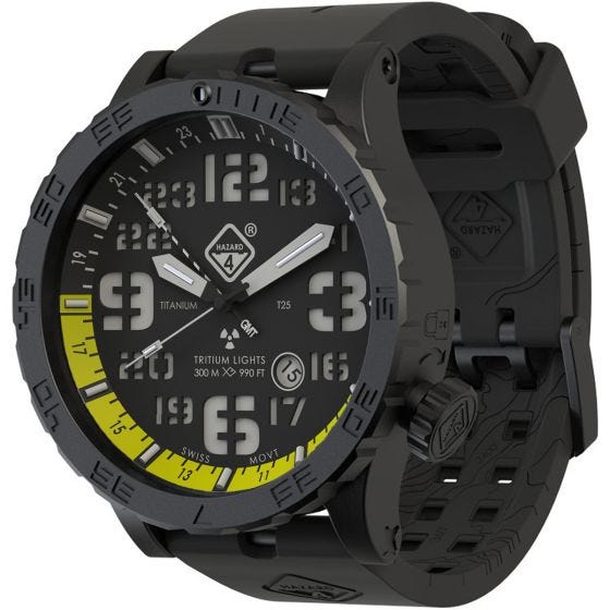 Hazard 4 Heavy Water Diver Titanium Tritium-ur - Nightwatch Yellow GMT Green/Yellow
