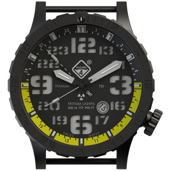 Hazard 4 Heavy Water Diver Titanium Tritium-ur - Nightwatch Yellow GMT Green/Yellow