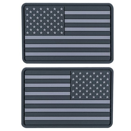 Helikon Small Subdued USA Flag PVC Mærke (Pakke med 2) - Grå